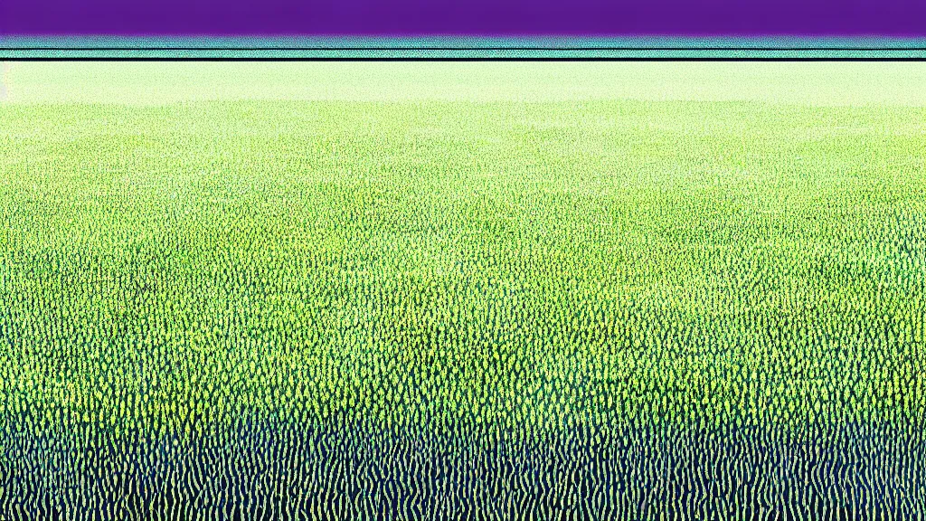 Image similar to a rice field in toyama city, japan, a collage painting, in the style of wes anderson, lola dupre, david hockney, isolated on negative white space background dark monochrome neon fluorescent spraypaint accents volumetric octane render