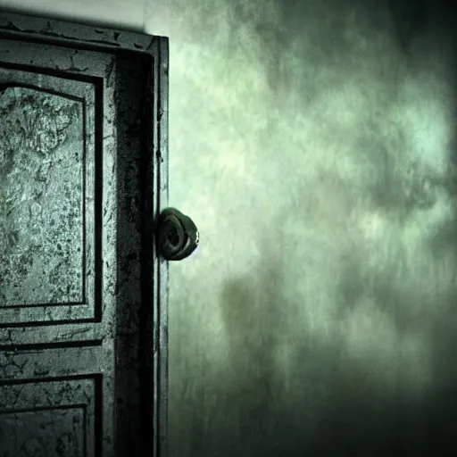 Image similar to A door to a forbidden world, Grimm, dark, somber, cinematic lighting