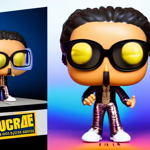 Image similar to funko pop of quavo, product shot, macro, hyper realistic, octane render, unreal engine, 4 k, 8 k