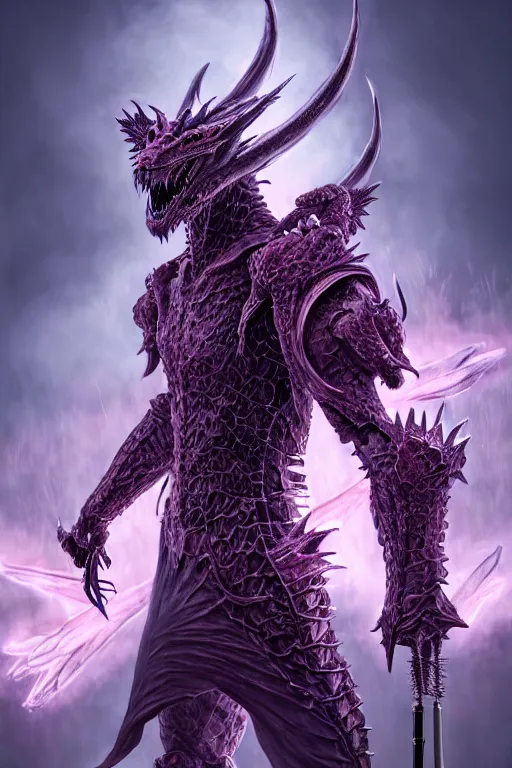 Image similar to hyperrealistic neo - gothic human dragon hybrid, exoskeleton armor, fighting with katana, field of pink flowers, highly detailed digital art masterpiece, vitaly bulgarov dramatic dark teal light, ground angle hd 8 k, sharp focus