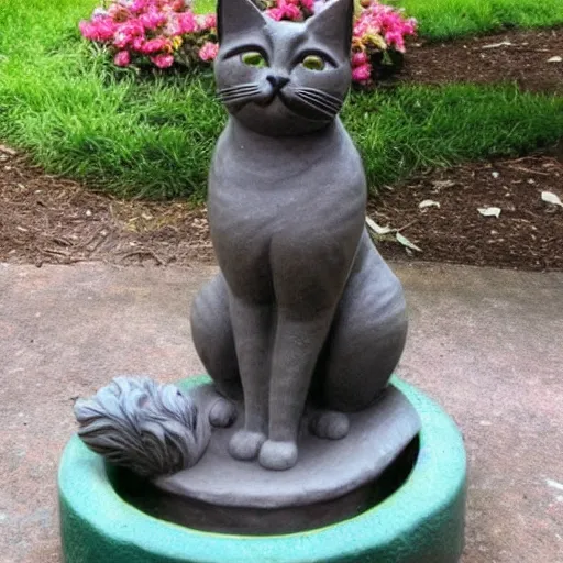 Prompt: a statue of a cute cat