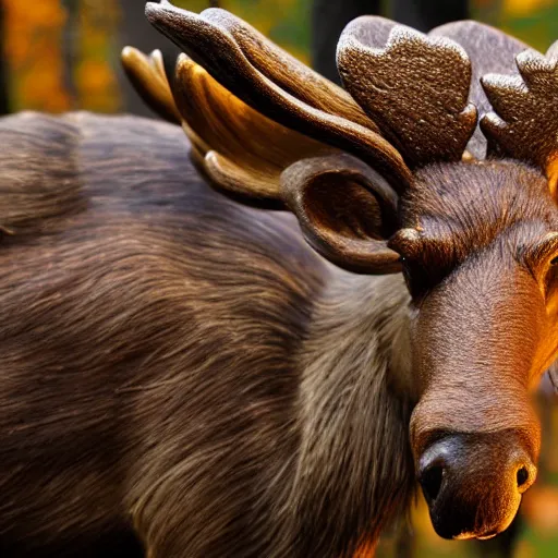 Image similar to an intricate golden model of a swedish moose