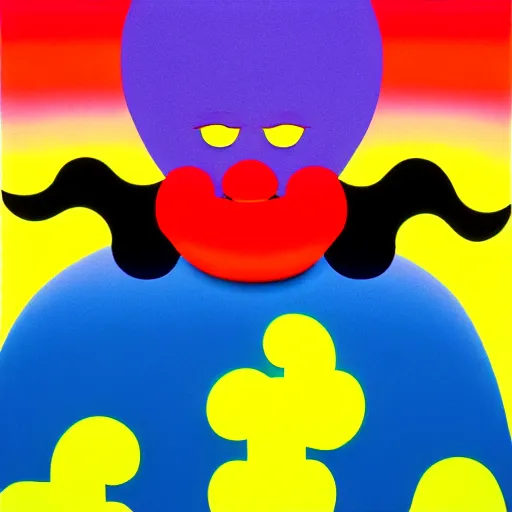 Image similar to angry clown by shusei nagaoka, kaws, david rudnick, airbrush on canvas, pastell colours, cell shaded, 8 k