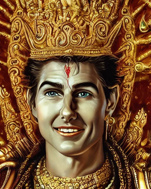 Image similar to hyperrealistic photo portrait of Tom Cruise as the Hindu God Vishnu