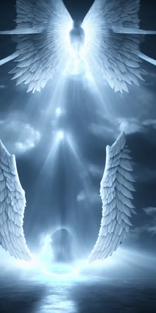 Image similar to a way to go to heaven. very beautiful and peaceful celestial way in the sky to go to the gate of heaven. we can see very detailed angels fly near this way. souls are across the way. white ominous. volumetric light, intricate, very beautiful fantasy art, digital illustration. unreal engine 5 rendering.