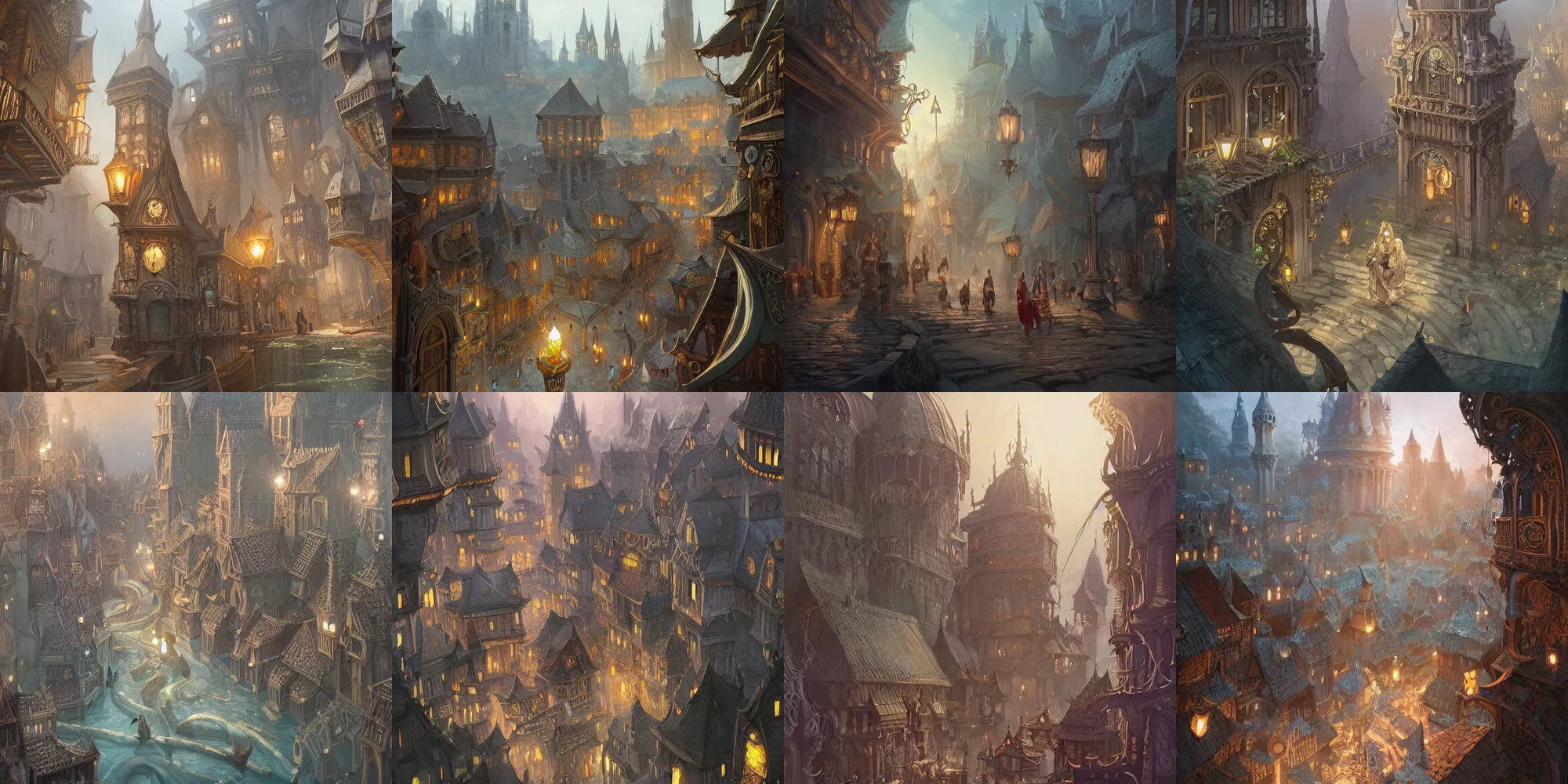 Prompt: The City of Waterdeep, D&D, fantasy, intricate, elegant, highly detailed, digital painting, artstation, concept art, character design, smooth, sharp focus, illustration, illustration painting by Mandy Jurgens and Małgorzata Kmiec and Dang My Linh and Lulu Chen and Alexis Franklin and Filip Hodas and Pascal Blanché and Bastien Lecouffe Deharme, detailed intricate ink illustration, heavenly atmosphere, detailed illustration, digital art, overdetailed art, complementing colors, trending on artstation, Cgstudio, the most beautiful image ever created, dramatic, subtle details, illustration painting, vibrant colors, 8K, award winning artwork, high quality printing, fine art, intricate, epic lighting, very very very very beautiful scenery, 8k resolution, digital painting, sharp focus, professional art, atmospheric environment, 8k ultra hd, artstationHD, hyper detailed, elegant, cinematic, awe inspiring, beautiful