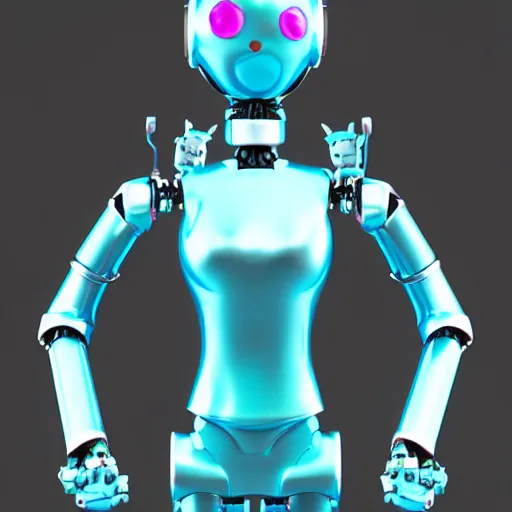 Prompt: cute pvc figure of a robot girl, shiny plastic, energetic, anime, vray