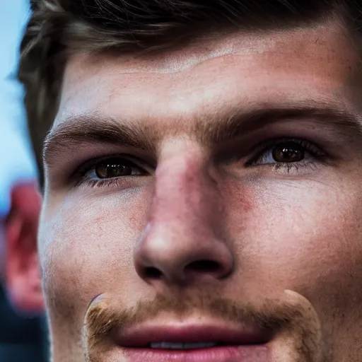 Image similar to closeup portrait of Max Verstappen at the formula 1 starting grid, by Steve McCurry and David Lazar, natural light, detailed face, CANON Eos C300, ƒ1.8, 35mm, 8K, medium-format print