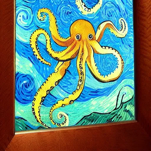 Prompt: van gogh style octopus