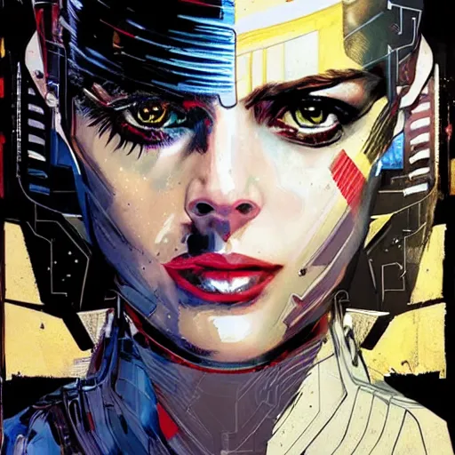 Image similar to portrait of a female android, by MARVEL comics and Sandra Chevrier