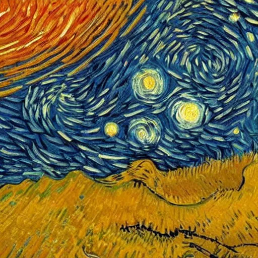 Image similar to Liminal space in outer space, by Van Gogh!!!!!