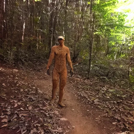 Prompt: Trail cam photo of unknown entity, humanoid entity, trail cam