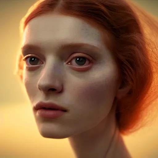 Image similar to photographic portrait of a stunningly beautiful english renaissance female in soft dreamy light at sunset, alien forest, soft focus, contemporary fashion shoot, in a denis villeneuve and tim burton movie, by edward robert hughes, annie leibovitz and steve mccurry, david lazar, jimmy nelsson, extremely detailed, breathtaking, hyperrealistic, perfect face, octane render