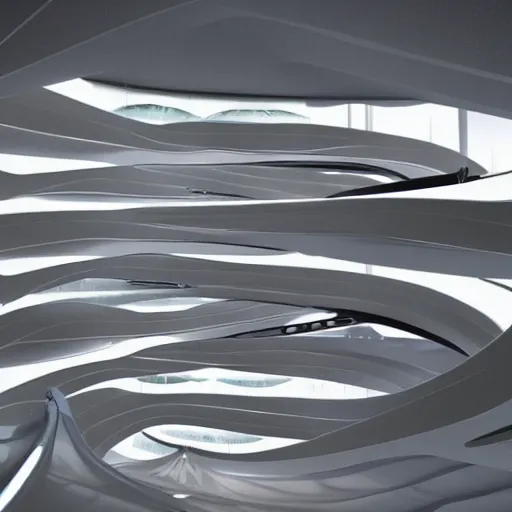 Image similar to westworld in zaha hadid style