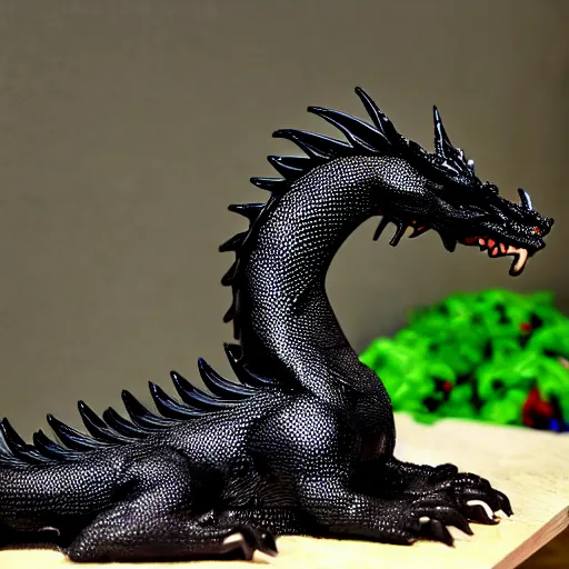 Prompt: foreground black dragon