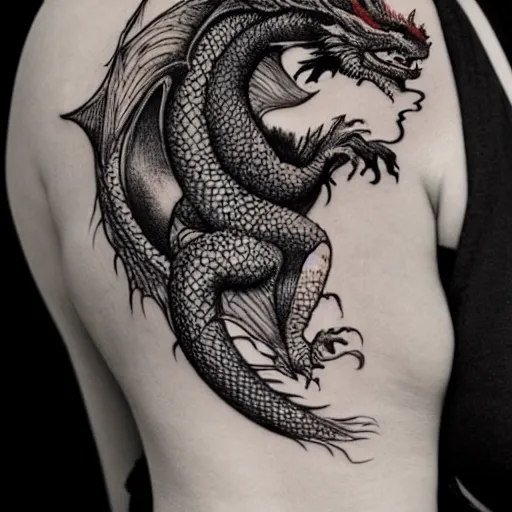 Dragon-tattoo Drawing by Erla Alberts - Pixels