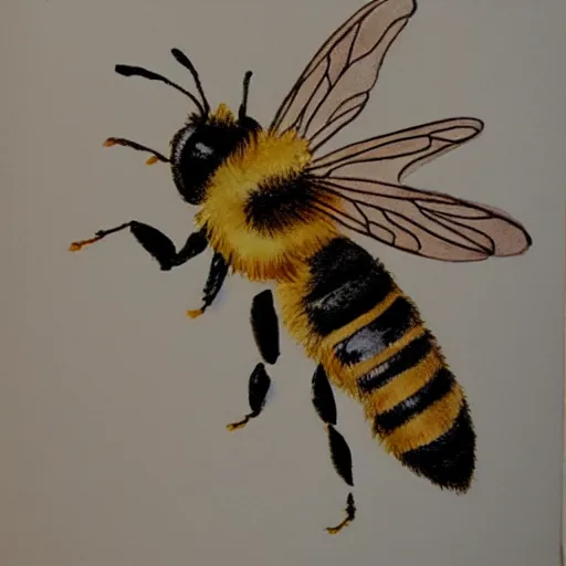 Image similar to a watercolor of a honeybee wearing a top hat