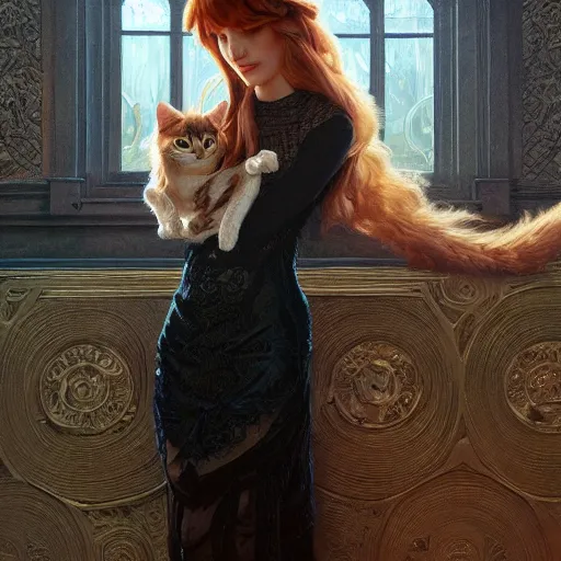 Prompt: ultra realistic illustration, bella thorne as a cat, intricate, elegant, highly detailed, digital painting, artstation, concept art, smooth, sharp focus, illustration, art by artgerm and greg rutkowski and alphonse mucha