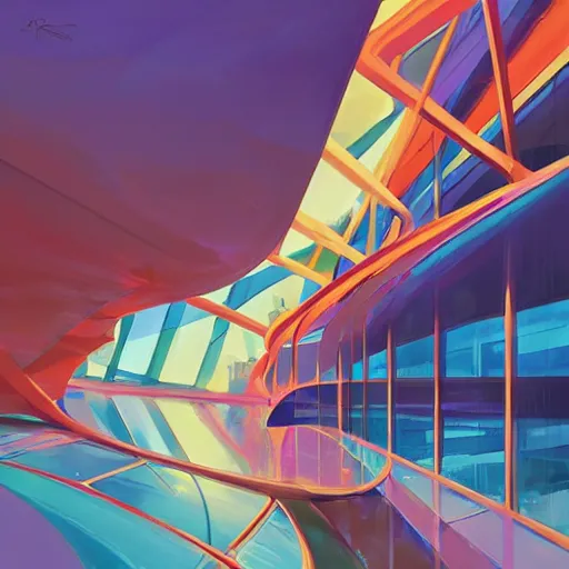 Prompt: parametric modern design building, multicolor official fanart behance hd artstation by jesper ejsing, by rhads, makoto shinkai and lois van baarle, ilya kuvshinov, rossdraws cartoon vibrant