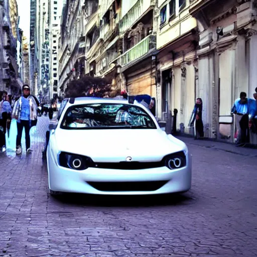 Image similar to Buenos Aires Argentina, futuristic cars in the street, holograms in the street, detailed, hd