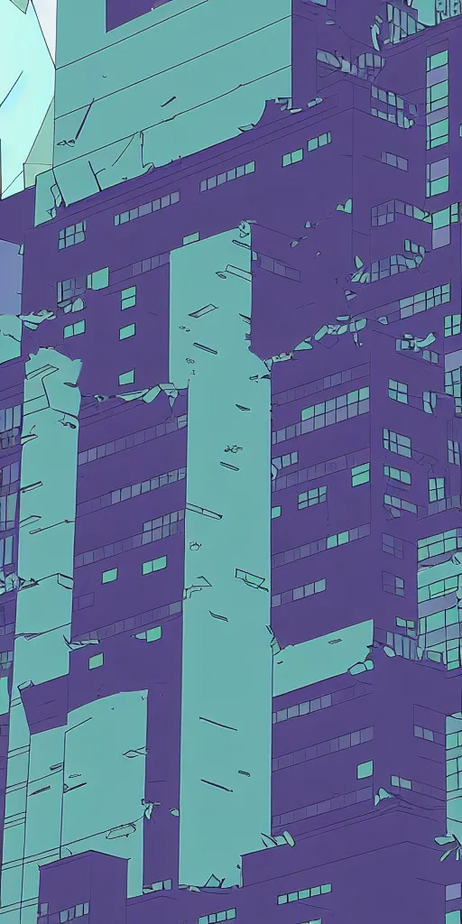 Prompt: evangelion unit 0 1 pallete, zoom shot, telephoto lens, low aperture street level, buildings collapsed