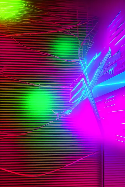 Prompt: very dark image of a neon - colored abstract intricate 3 d arc of light in a ultra black background, blender maya unreal engine, octane render vray,