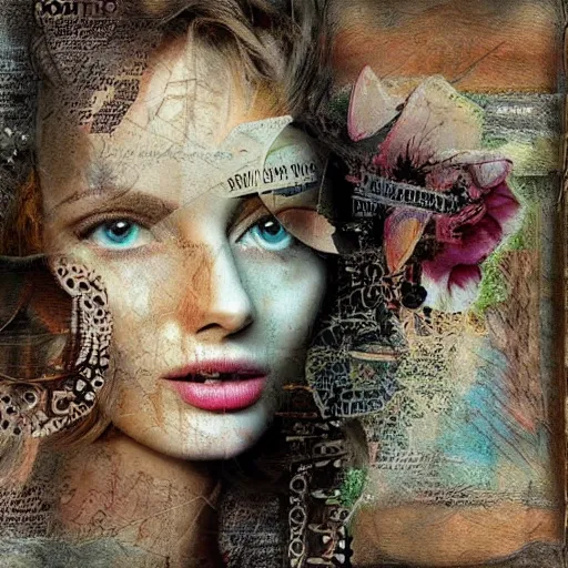 Image similar to detailed and highly reliefed mixed media digital collage textures, spectacular quality