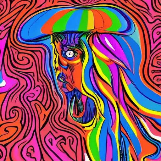 Image similar to jimmy fallon psychedelic nightmare