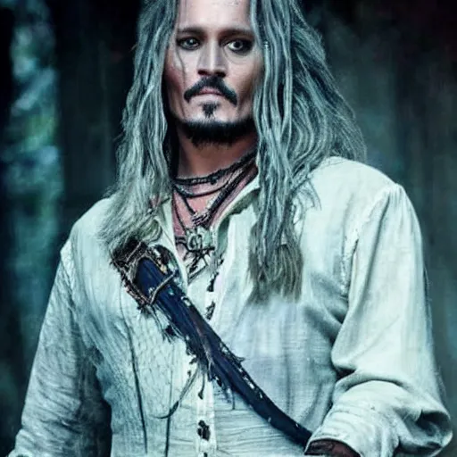 Prompt: johnny depp as the witcher