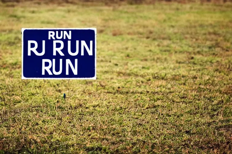 Image similar to a sign that says Run