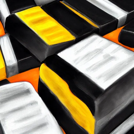 Image similar to digital painting of happy coal brick, trending on art station, high details, hq,