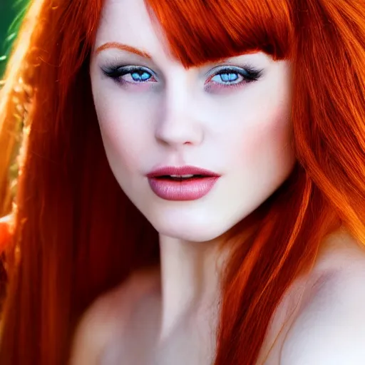 Prompt: beautiful redhead woman, elf, closeup