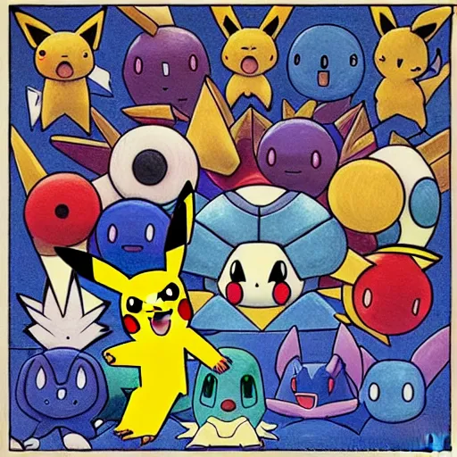 Image similar to pokemon portrait drawn by malevich, album cover art, conceptual mystery pokemon, intricate detailed painting, illustration sharp detail, manga 1 9 9 0