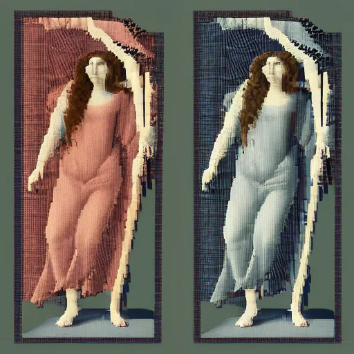 Image similar to Botticelli painting in Voxel art style