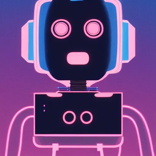 Image similar to a robot with a crt monitor for a head and wearing a leather bomber jacket, black sweatpants, pastel aesthetic, studio ghibli, character design, fantasy, 8 k resolution