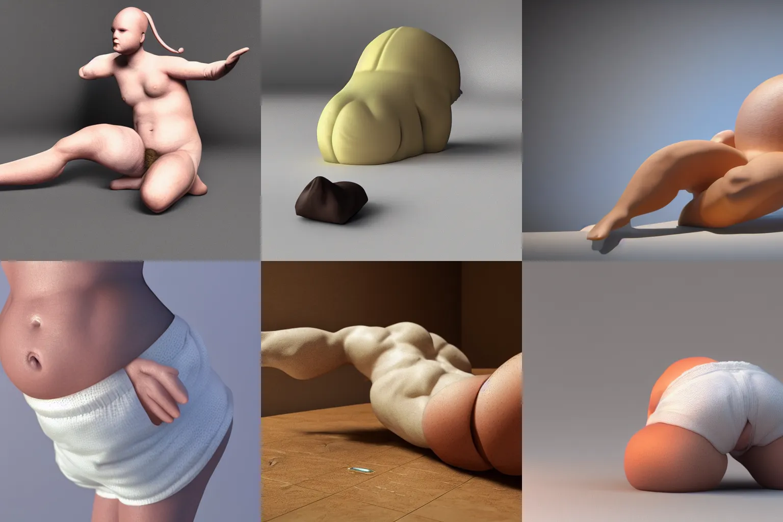 Prompt: a hyper realistic turd wearing a diaper, realism, hd, 8k, 4k, 3d Render,