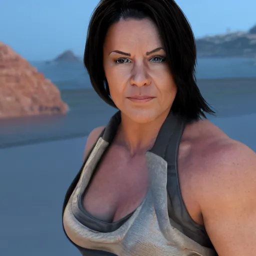 Image similar to The Rock Johnson if he was a woman, high octane render, 4k, hd