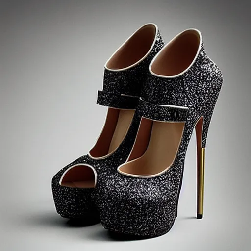 Image similar to “A fashion photograph of platform high heels made out of earthquakes”
