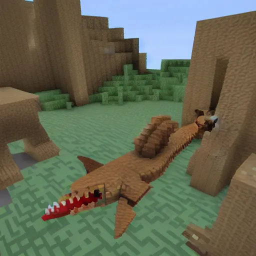 Prompt: sharknado in minecraft