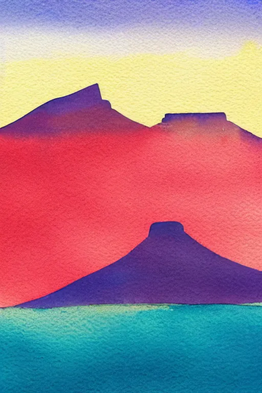 Prompt: minimalist watercolor art of cape town at sunrise, illustration, vector art