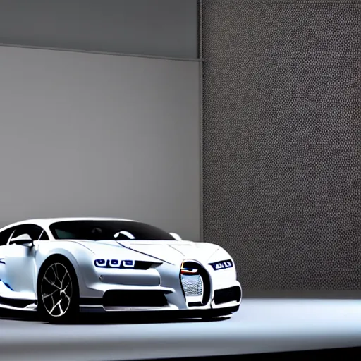 Image similar to still photo of bugatti chiron, highly detailed, photorealistic portrait, bright studio setting, studio lighting, crisp quality and light reflections, unreal engine 5 quality render