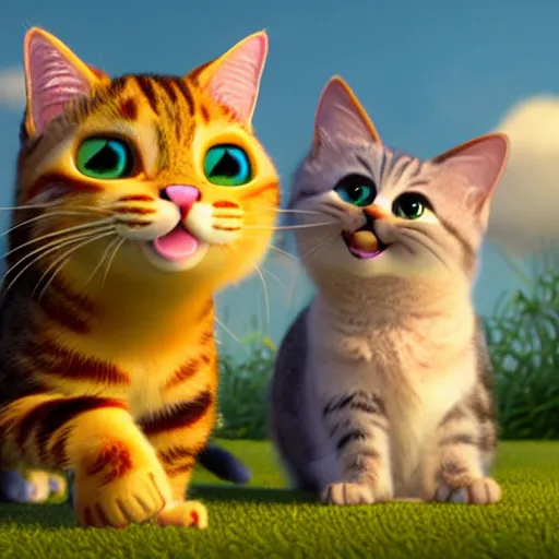 Image similar to pixar movie, tabby cat, 3 d, pixar _ tabby _ cat