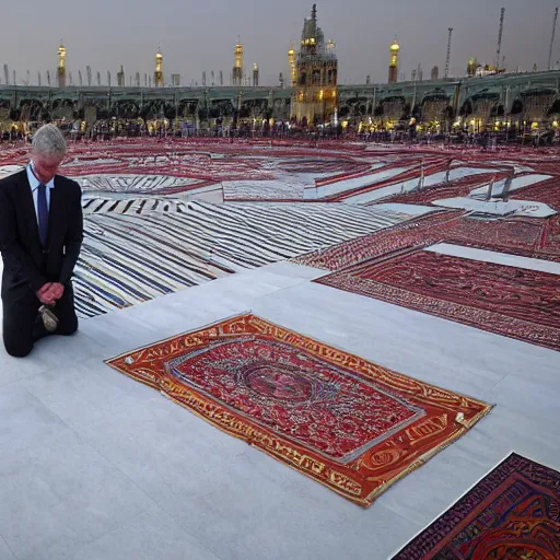 Image similar to geert on his knees praying to mecca, Qiblah