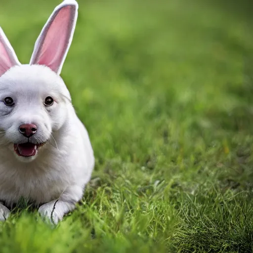 Image similar to A realistic photo of a mixture of Dog and Rabbit, hyper-realistic, 8K HDR.