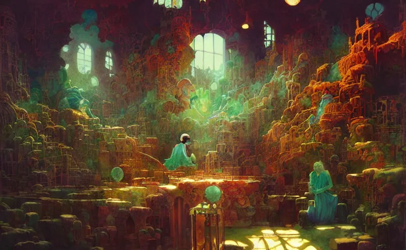 Image similar to alchemy laboratory, fantasy. intricate, amazing composition, colorful watercolor, by ruan jia, by maxfield parrish, by marc simonetti, by hikari shimoda, by robert hubert, by zhang kechun, illustration, gloomy