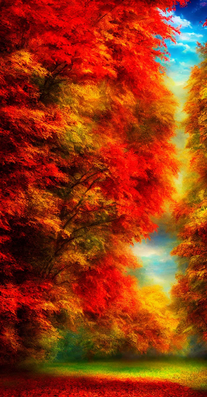 Prompt: realistic photo of colorful autumn, very sharp focus, very hyper realistic, highly detailed, fantasy art station