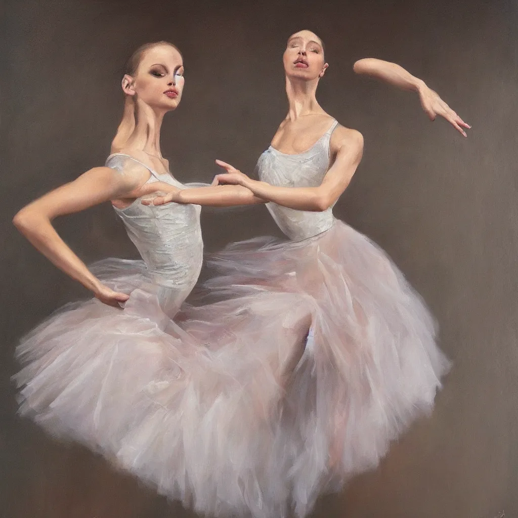 Image similar to a stunning oil painting of a ballerina