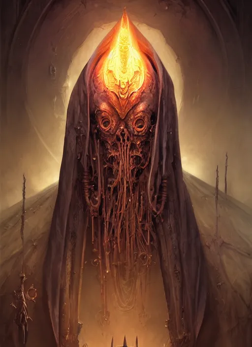 Image similar to slender mean looking high priest with dark biomechanical robes, subsurface scattering, by jesper ejsing, justin gerard, tomasz alen kopera, cgsociety and fenghua zhong, highly detailed, rim light, cinematic lighting, illustration, art, octane render, very coherent, cinematic, hyper realism, high detail, octane render, 8 k