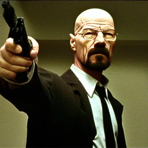 Image similar to movie still of walter white as Neo in Matrix (1999)