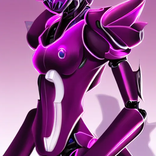 Prompt: detailed mawshot of a beautiful stunning anthropomorphic hot robot mecha female dragon, silver streamlined sharp armor, fuchsia flesh, glowing purple eyes, furaffinity, DeviantArt, Eka's Portal, G6